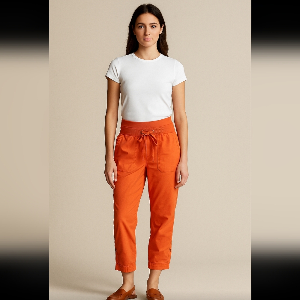 Ralph Lauren Orange Cargo Pants Size 2 – Adjustable Hem, Functional Pockets